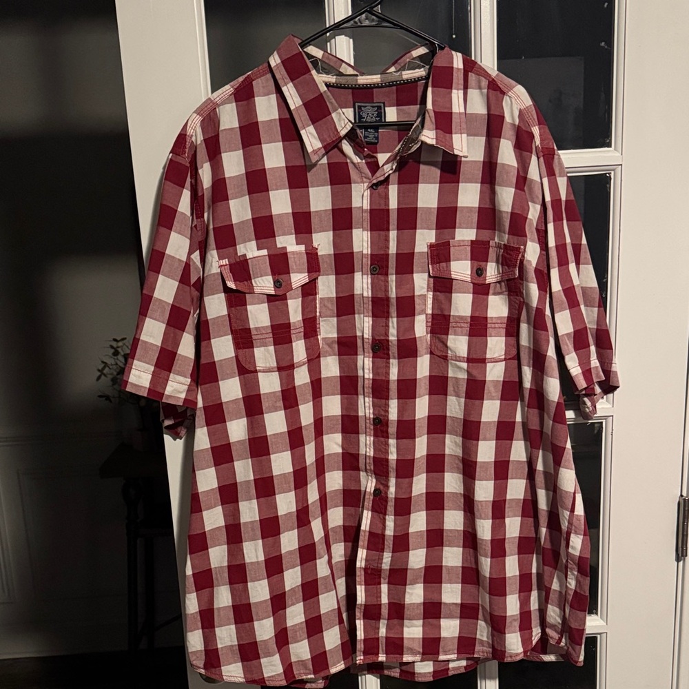 Classic Red and White Plaid Men's Shirt